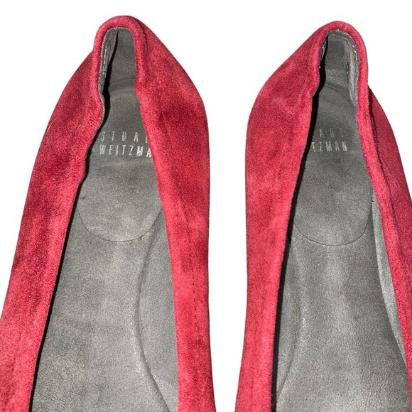 Stuart Weitzman Red Jewel Embellished studded Suede Flats Size 8 M - Picture 5 of 15